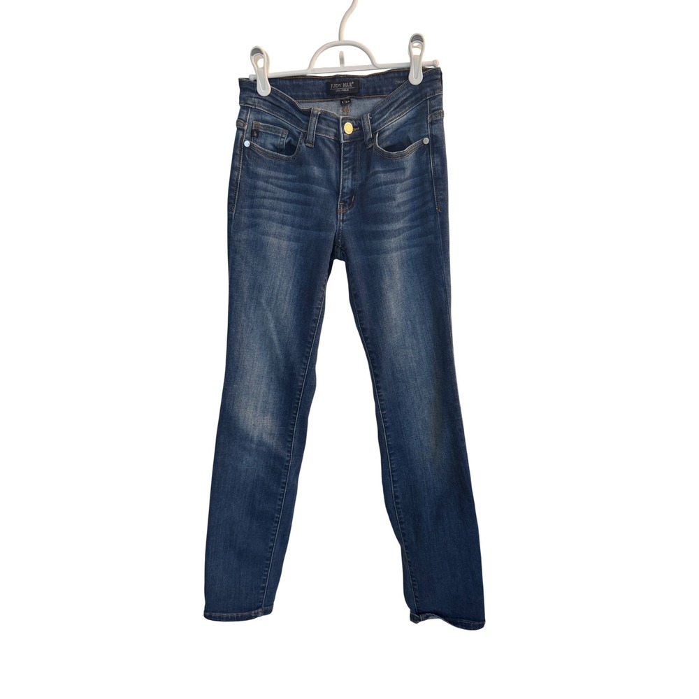 Judy Blue Jeans Womens 1/25 Blue Dark Wash Straight Fit Mid‎ Rise Denim Stretch